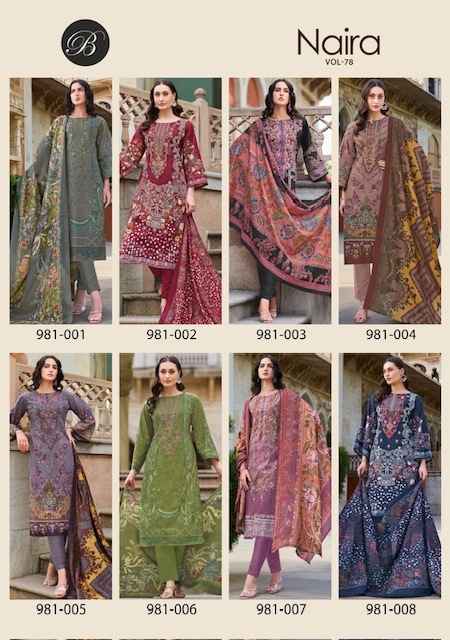 Belliza Naira Vol-78 Cotton Dress Material (8 pcs Cataloge)