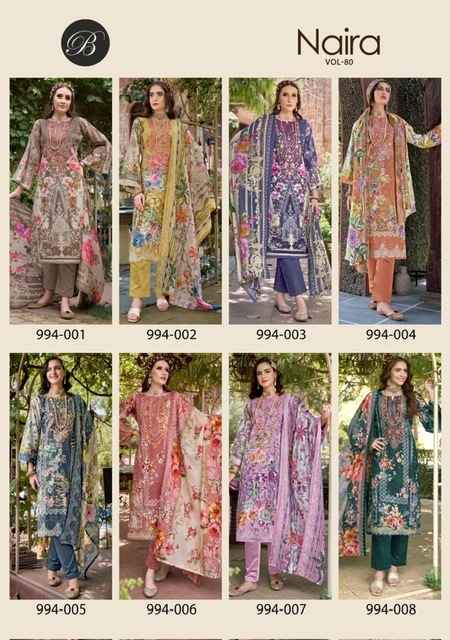 Belliza Naira Vol-80 Cotton Dress Material (8 pcs Cataloge)