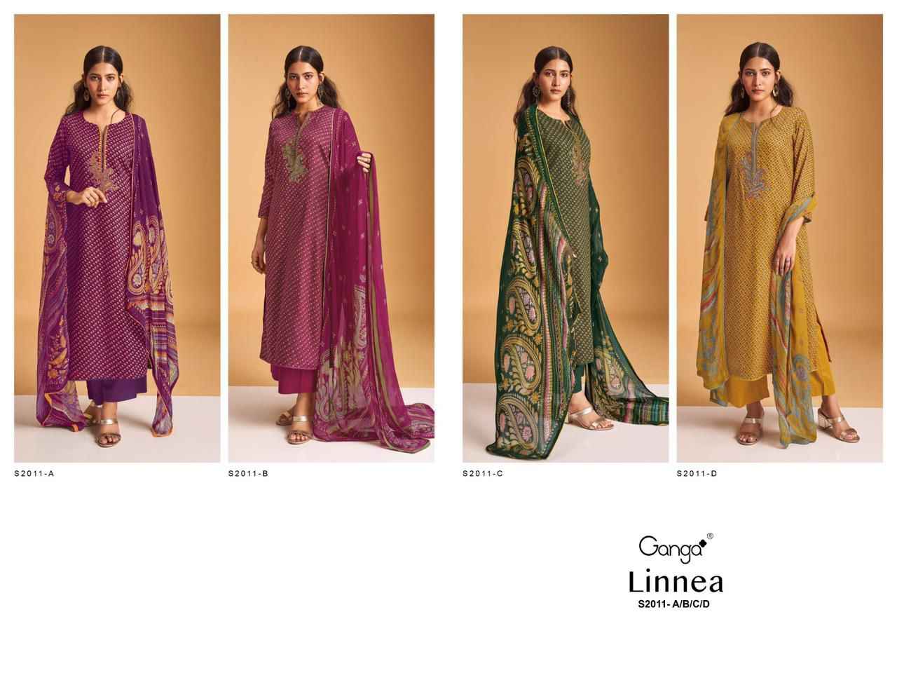 Ganga Linnea Premium Pure Pashmina Dress Material (4 Pc Catalog)