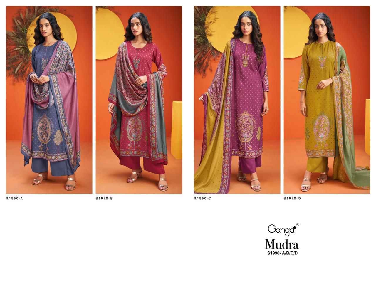 Ganga Mudra-1990 Premium Pure Pashmina Dress Material (4 Pc Catalog)