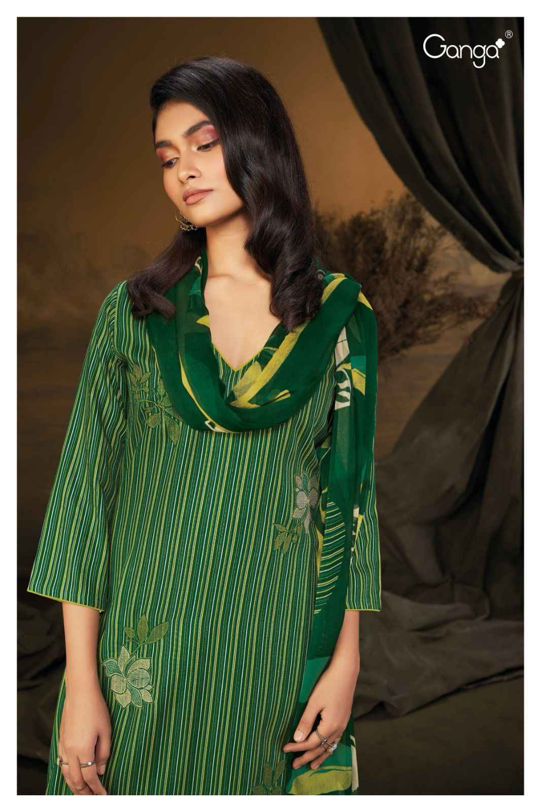 Ganga Vanji-2099 Premium Pure Pashmina Dress Material (4 Pc Catalog)