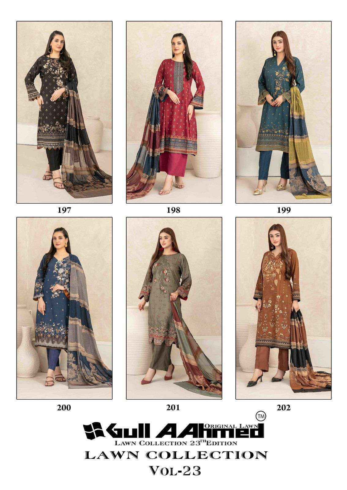 Gull Ahmed Lawn Collection Vol-23 Lawn Cotton Dress Material (6 Pc Catalouge)