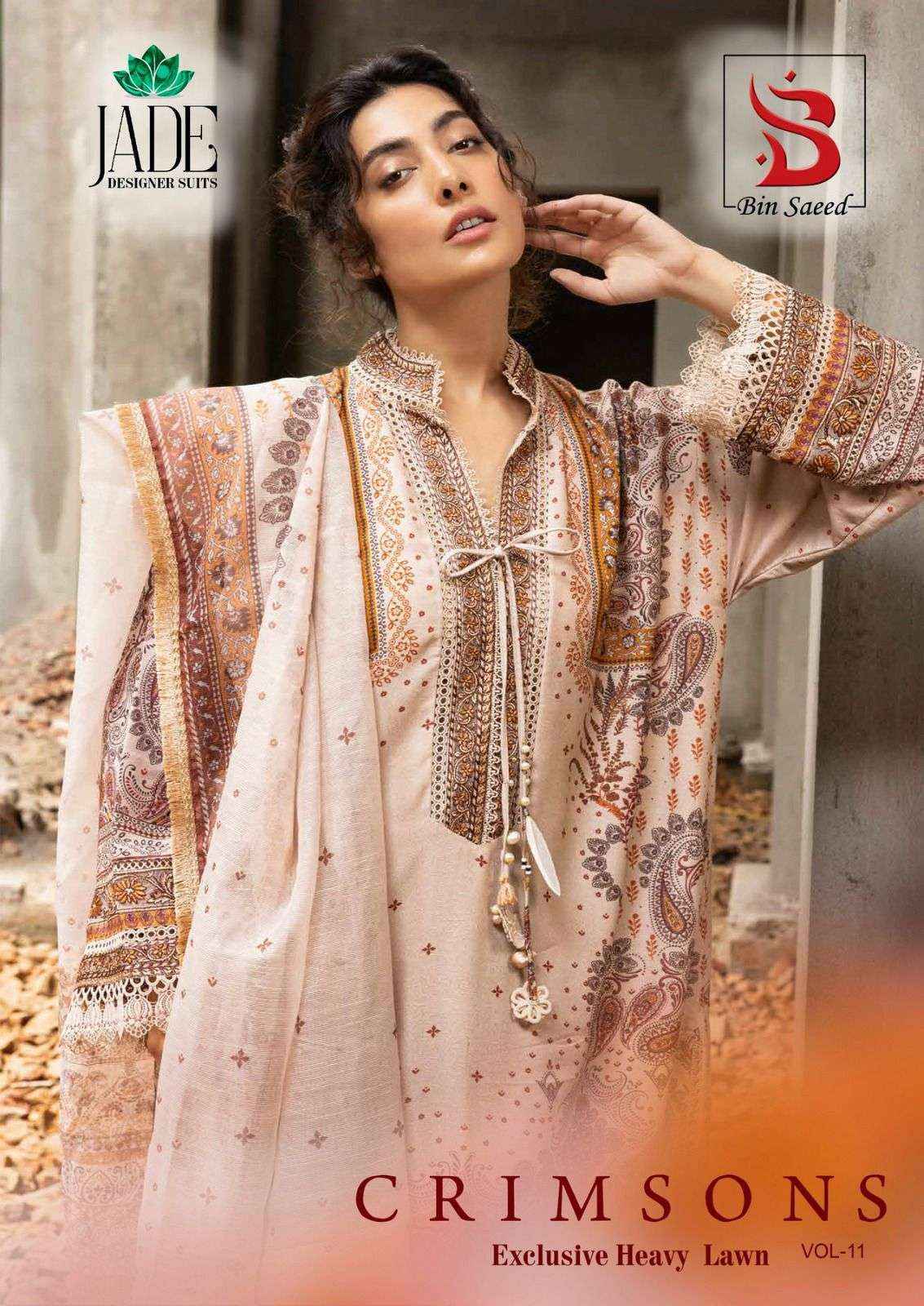 Jade Crimson Exclusive Heavy Lawn Collection Vol 11 Cotton Dress Material 6 pc Cataloge