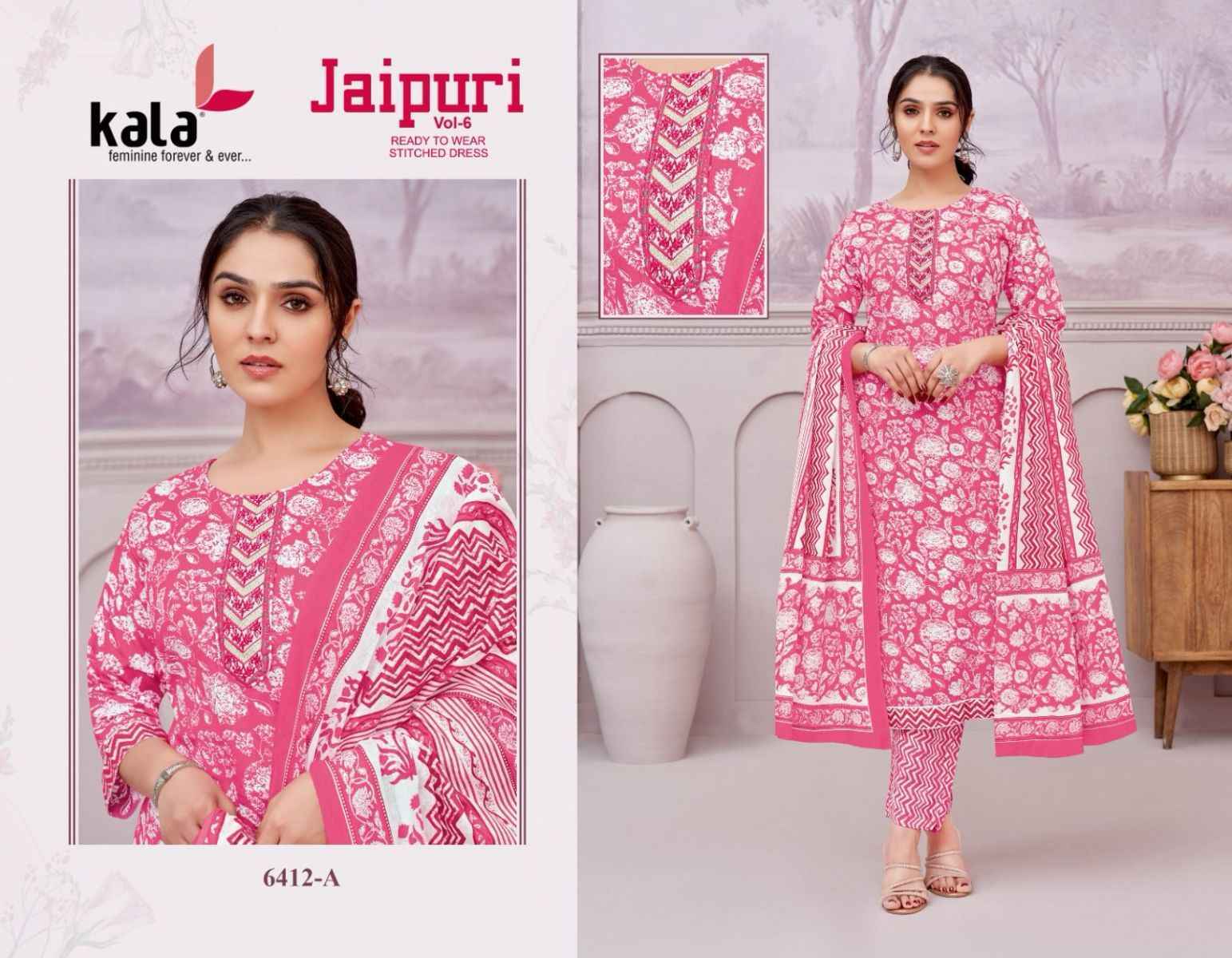 Kala Jaipuri Vol-6 Cotton Readymade Dress (12 Pc Catalog)