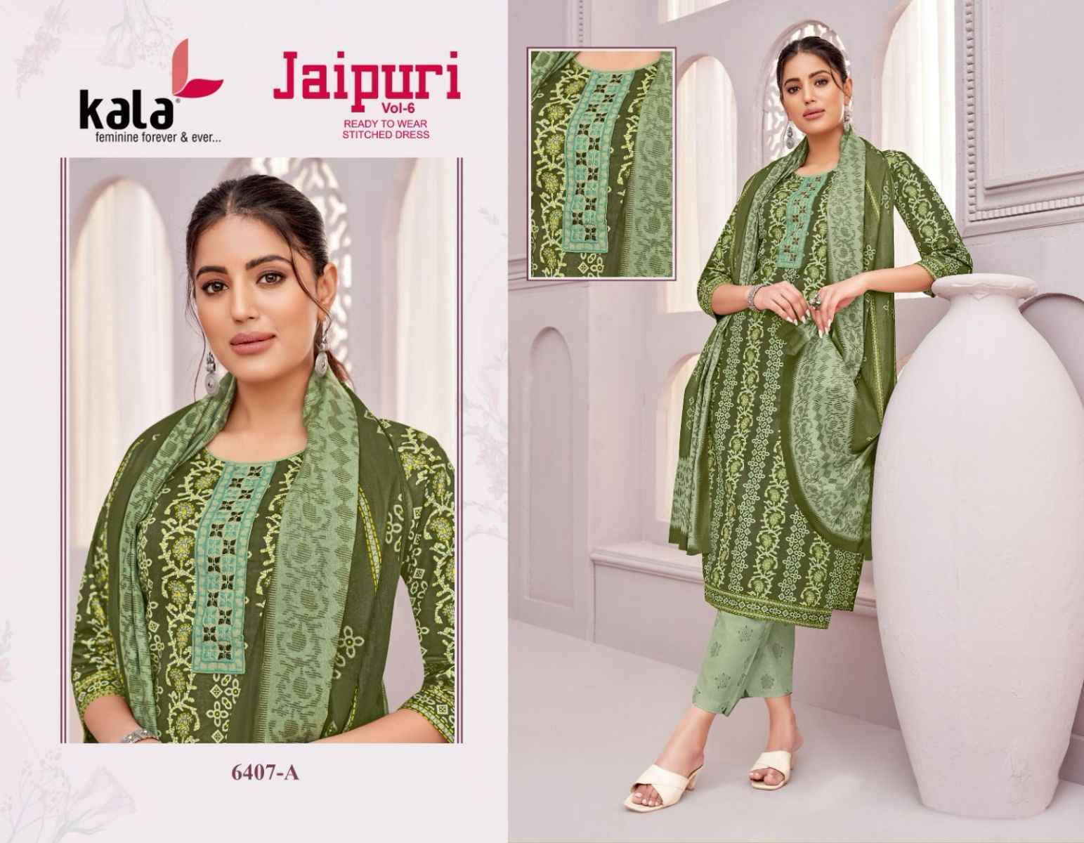 Kala Jaipuri Vol-6 Cotton Readymade Dress (12 Pc Catalog)