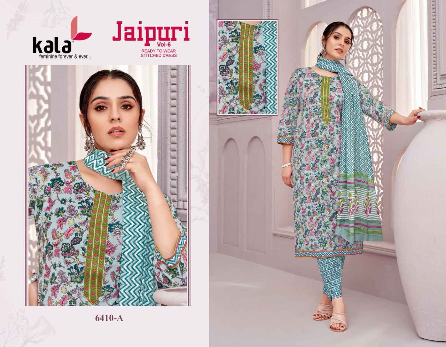 Kala Jaipuri Vol-6 Cotton Readymade Dress (12 Pc Catalog)