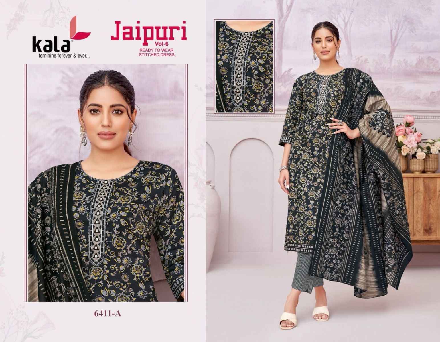 Kala Jaipuri Vol-6 Cotton Readymade Dress (12 Pc Catalog)