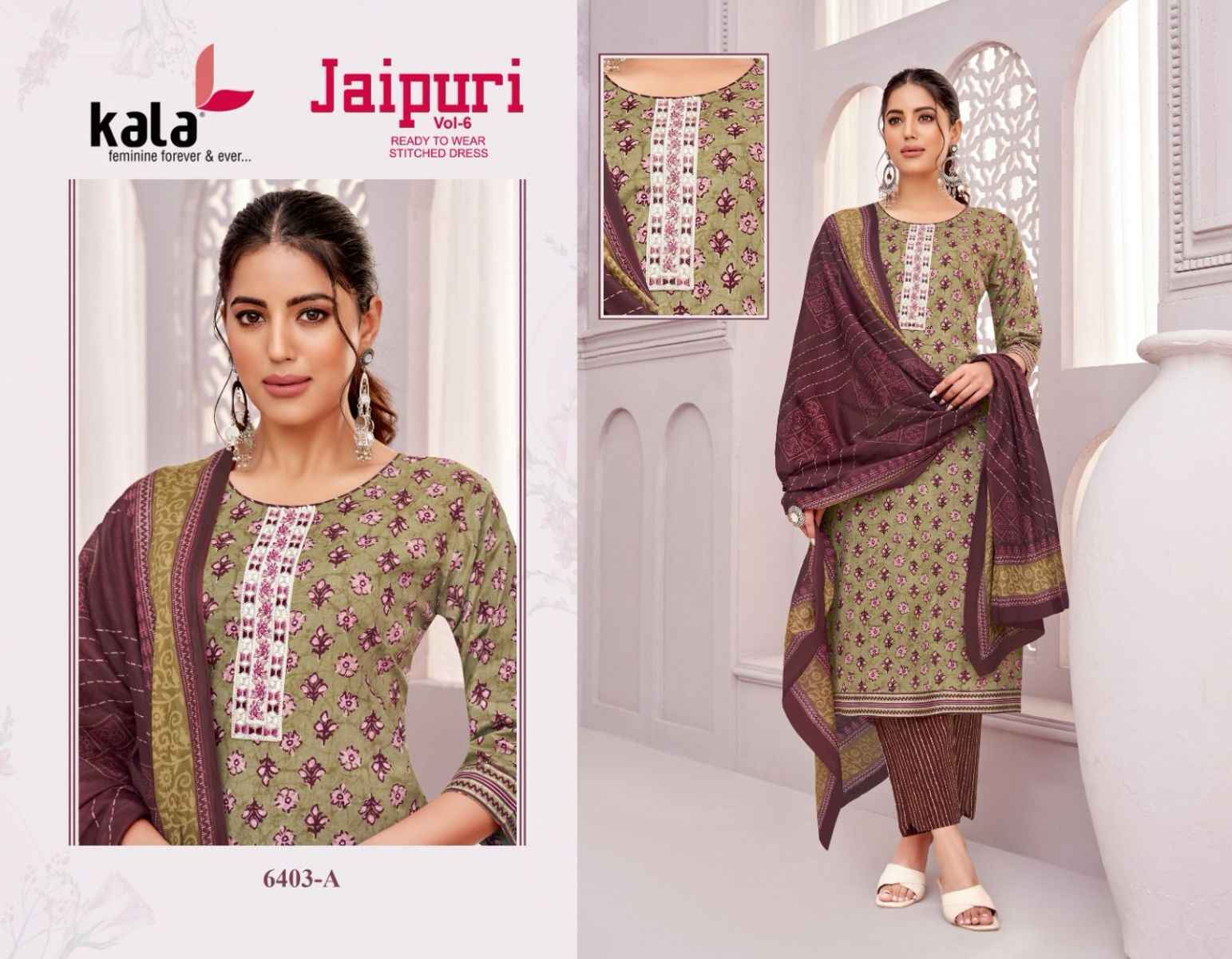 Kala Jaipuri Vol-6 Cotton Readymade Dress (12 Pc Catalog)