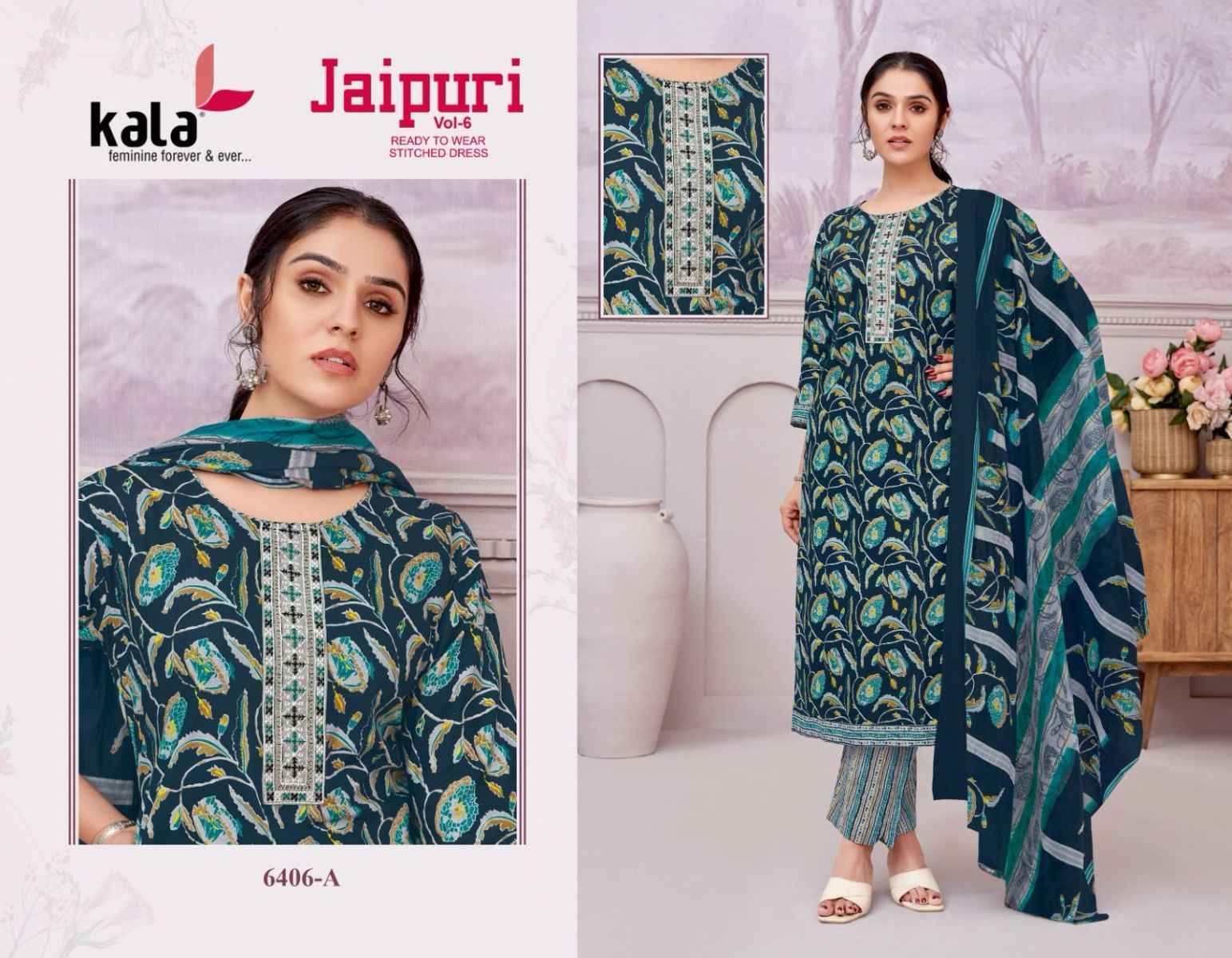 Kala Jaipuri Vol-6 Cotton Readymade Dress (12 Pc Catalog)