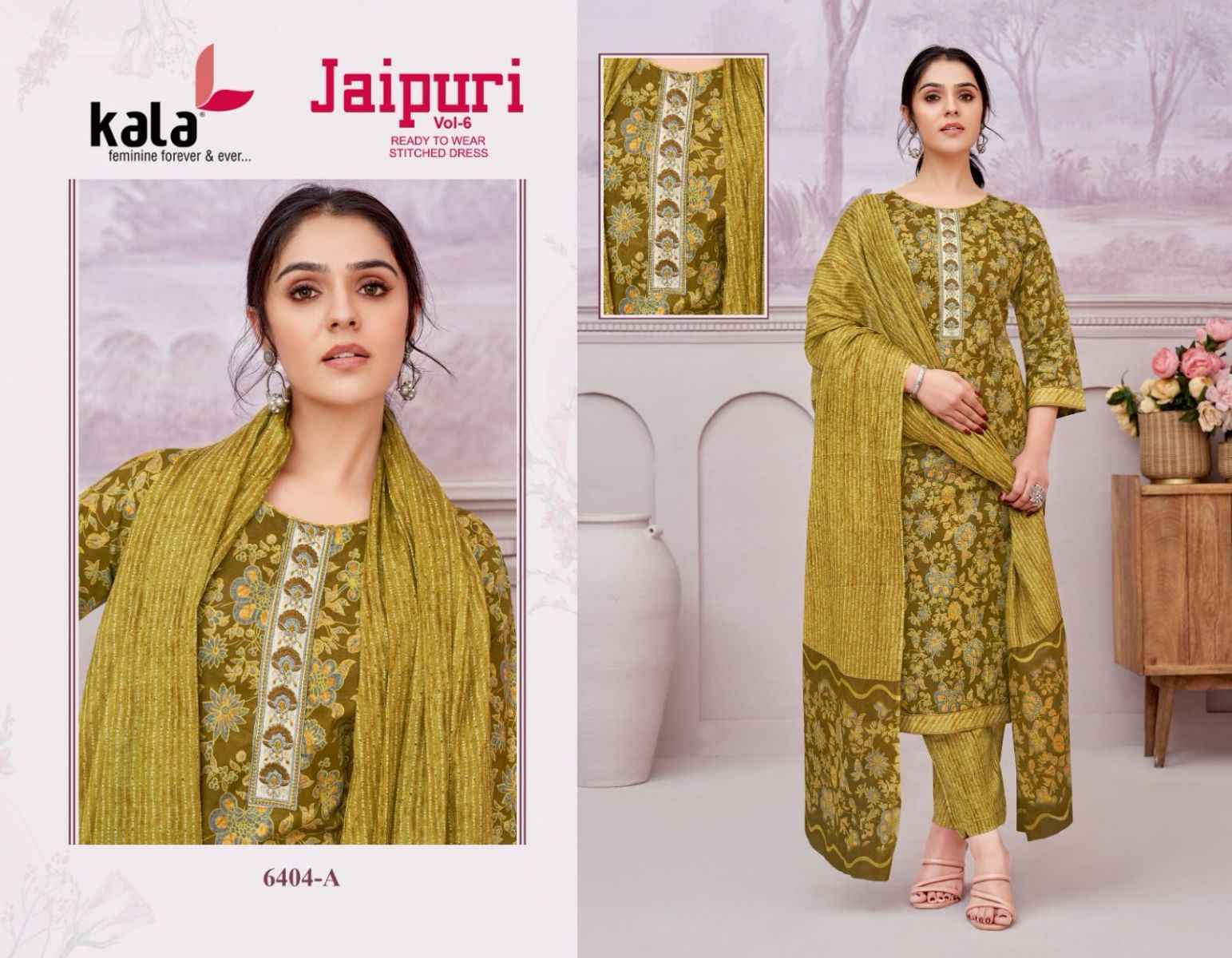 Kala Jaipuri Vol-6 Cotton Readymade Dress (12 Pc Catalog)