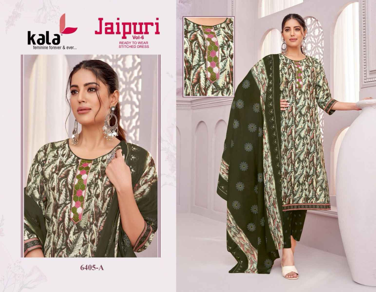 Kala Jaipuri Vol-6 Cotton Readymade Dress (12 Pc Catalog)