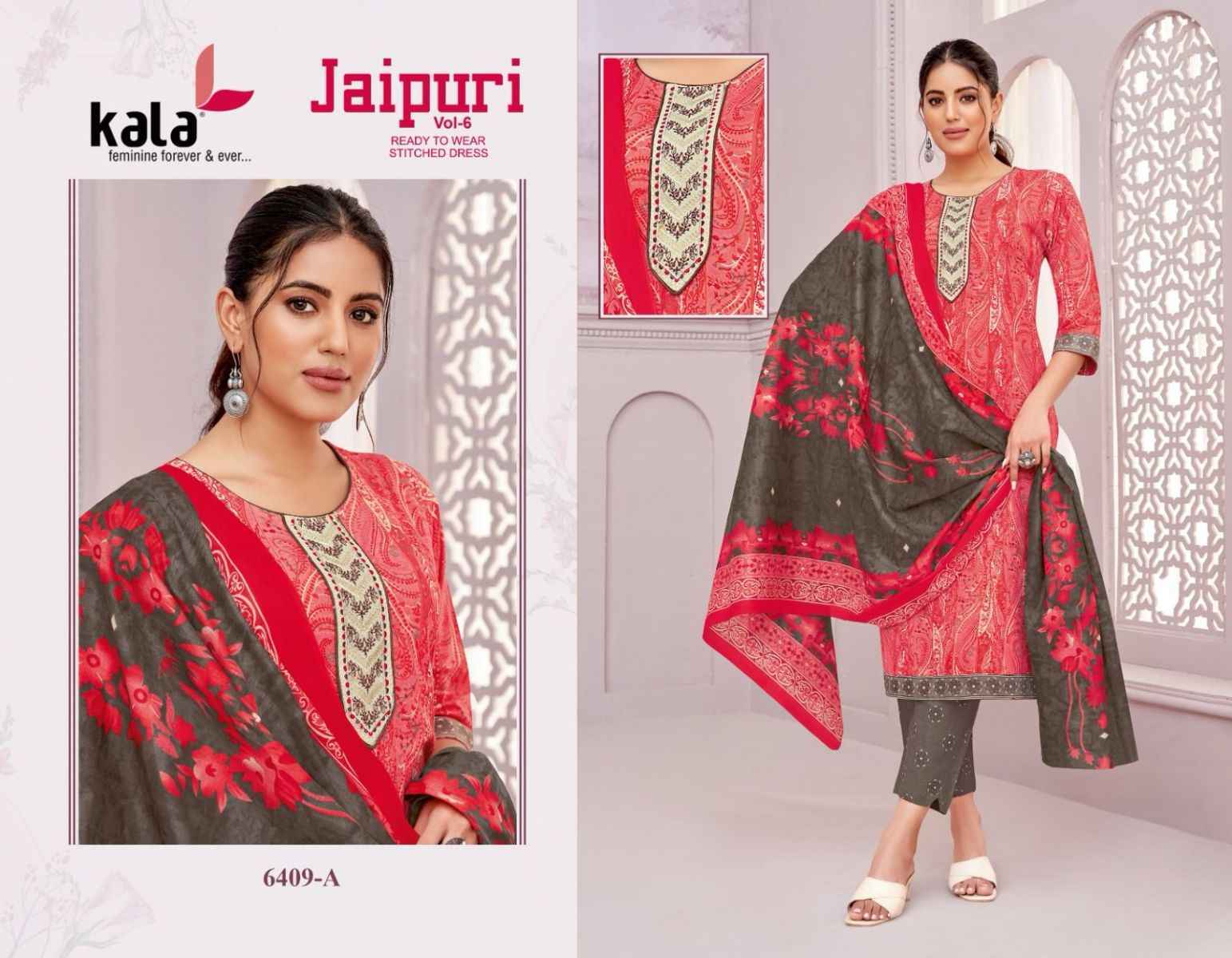 Kala Jaipuri Vol-6 Cotton Readymade Dress (12 Pc Catalog)