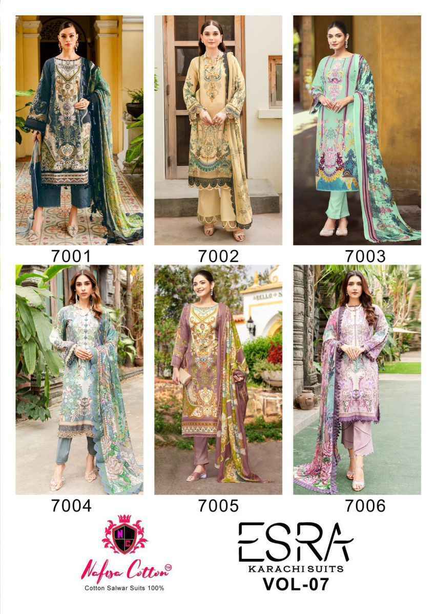 Nafisa Cotton Esra Karachi Vol-7 Cotton Dress Material (6 Pc Catalog)