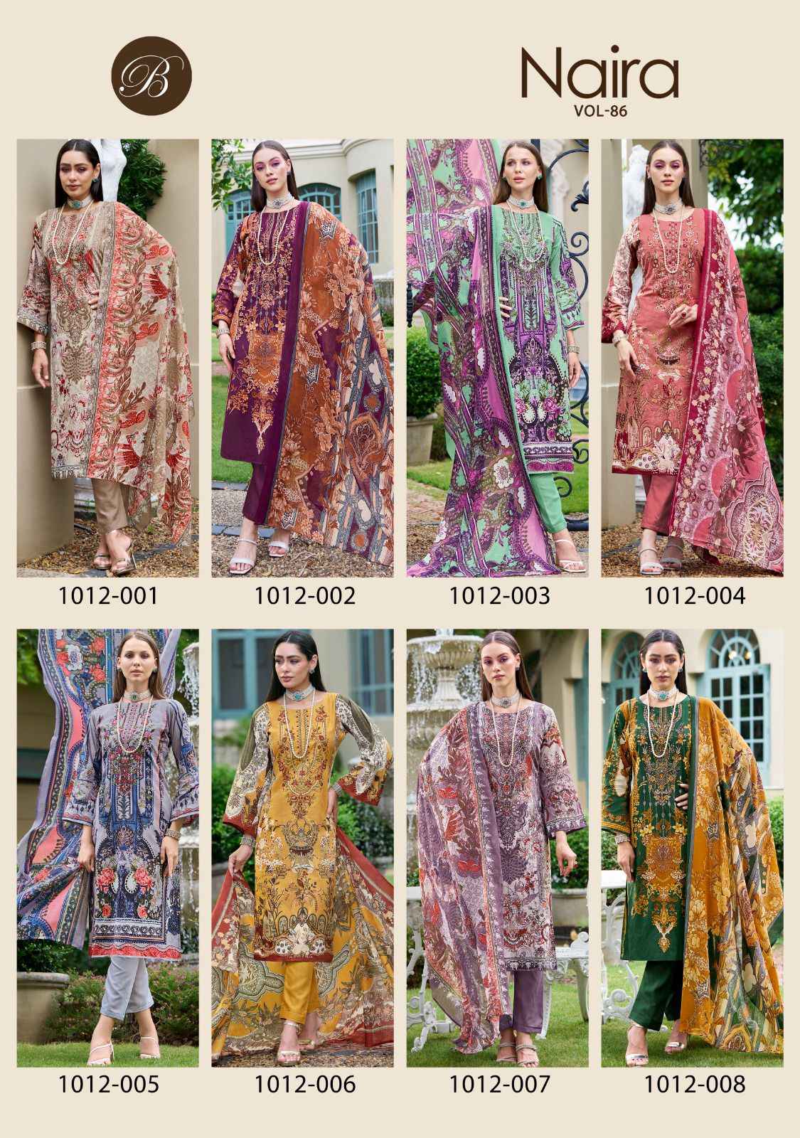 Belliza Naira Vol-86 Cotton Dress Material (8 pcs Cataloge)