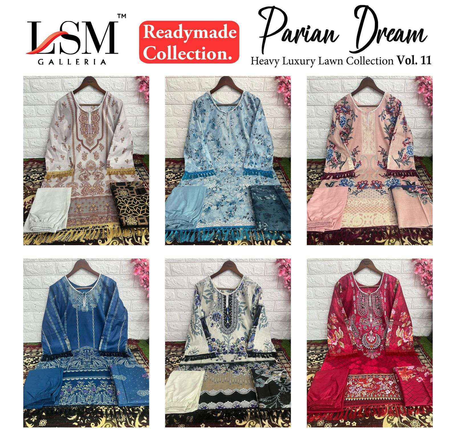 LSM Galleria Parian Dream Vol 11 Readymade Lawn Cotton Dress 6 pcs Catalogu