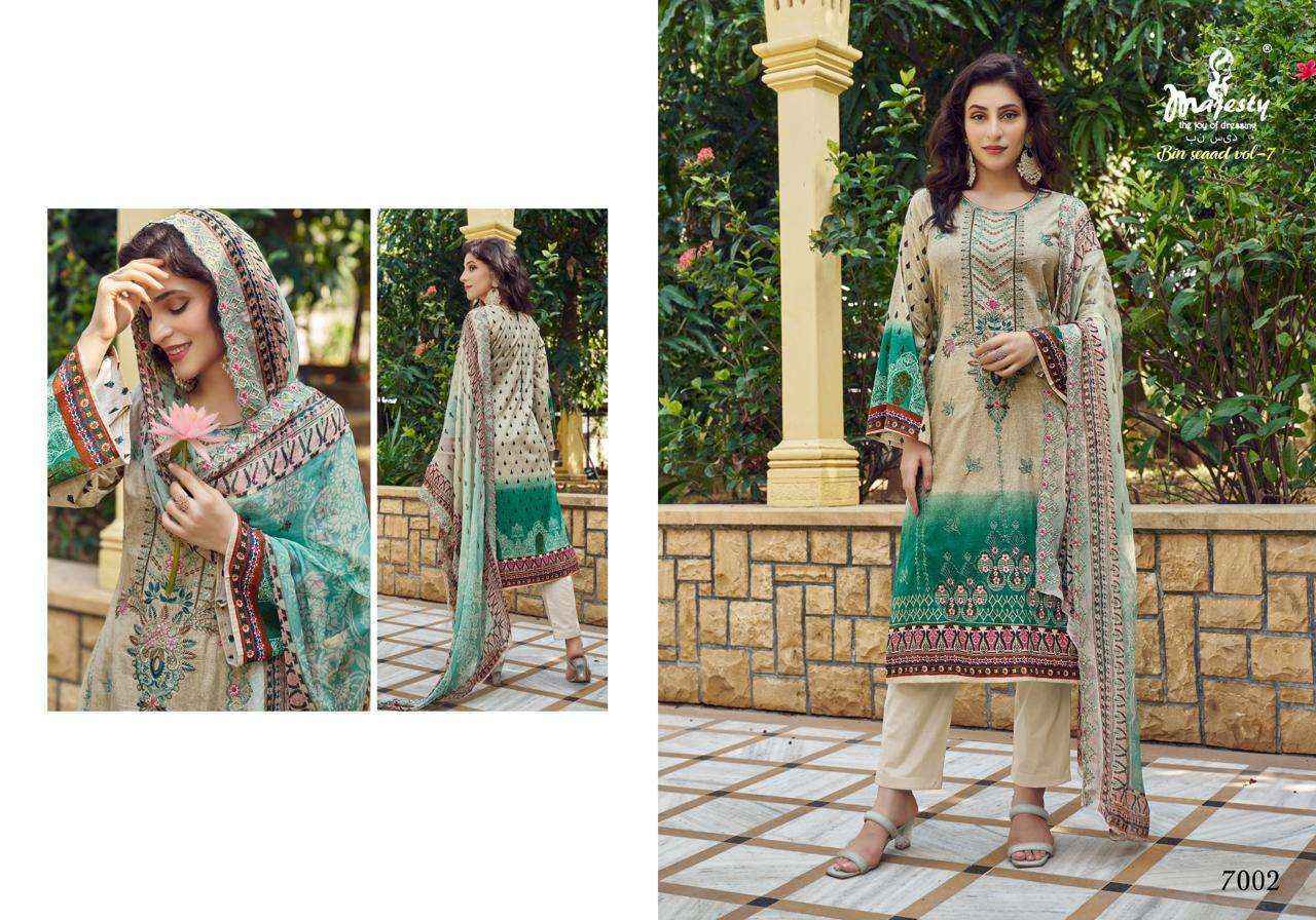 Majesty Bin Saeed Vol-7 Luxury Lawn Collection Dress Material (6 Pc Catalog)