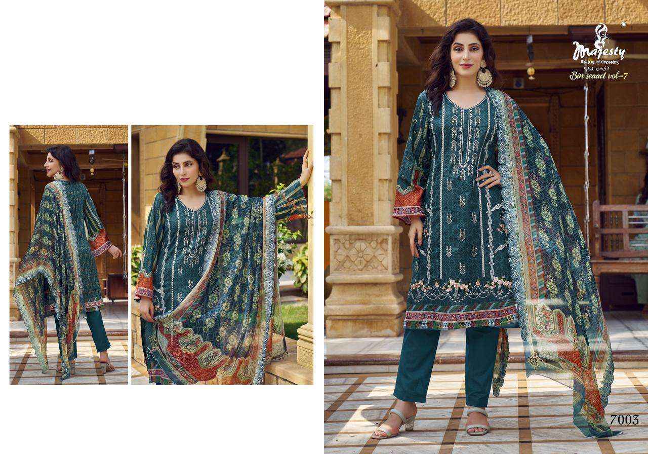 Majesty Bin Saeed Vol-7 Luxury Lawn Collection Dress Material (6 Pc Catalog)