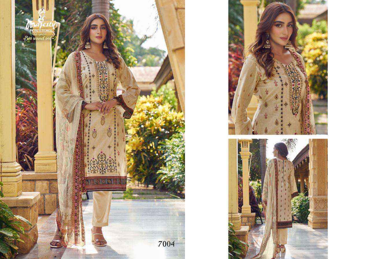 Majesty Bin Saeed Vol-7 Luxury Lawn Collection Dress Material (6 Pc Catalog)