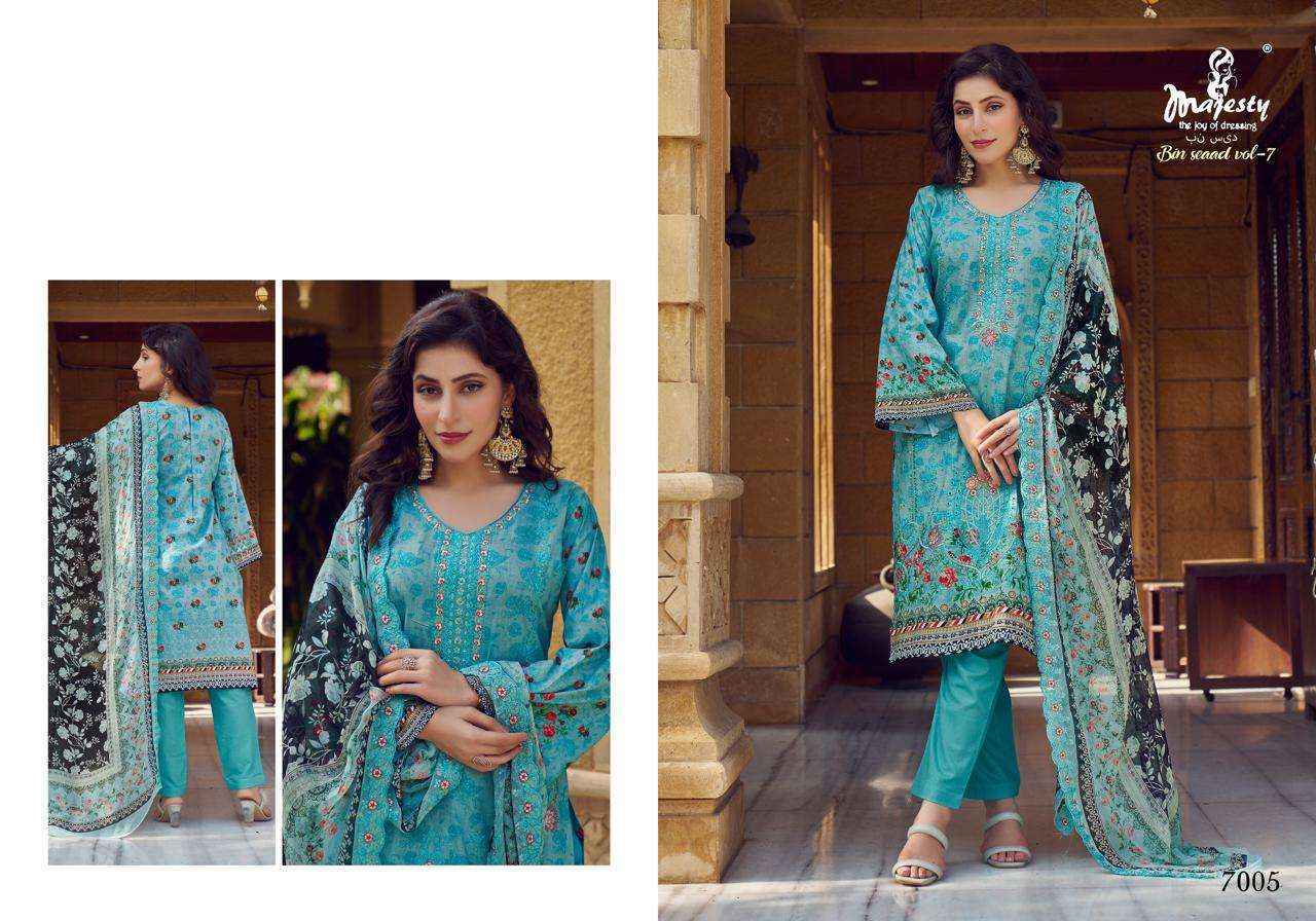 Majesty Bin Saeed Vol-7 Luxury Lawn Collection Dress Material (6 Pc Catalog)