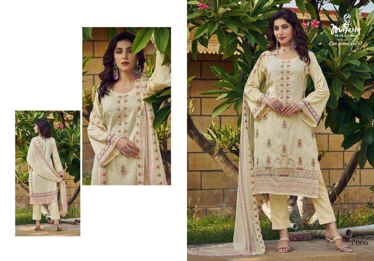 Majesty Bin Saeed Vol-7 Luxury Lawn Collection Dress Material (6 Pc Catalog)