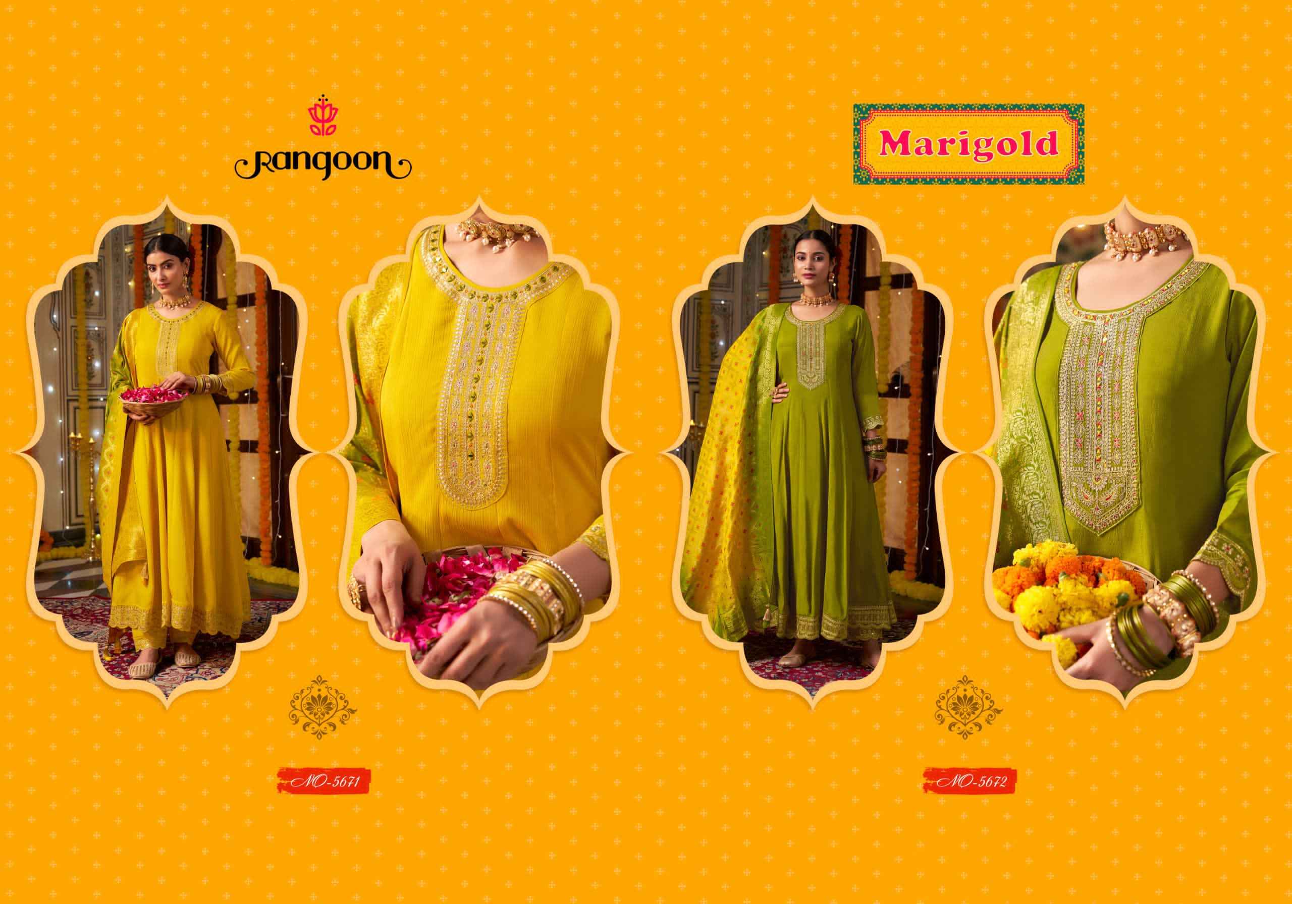 Rangoon Merigold Silk With Fancy Work Readymade Suit (2 Pc Catalouge)