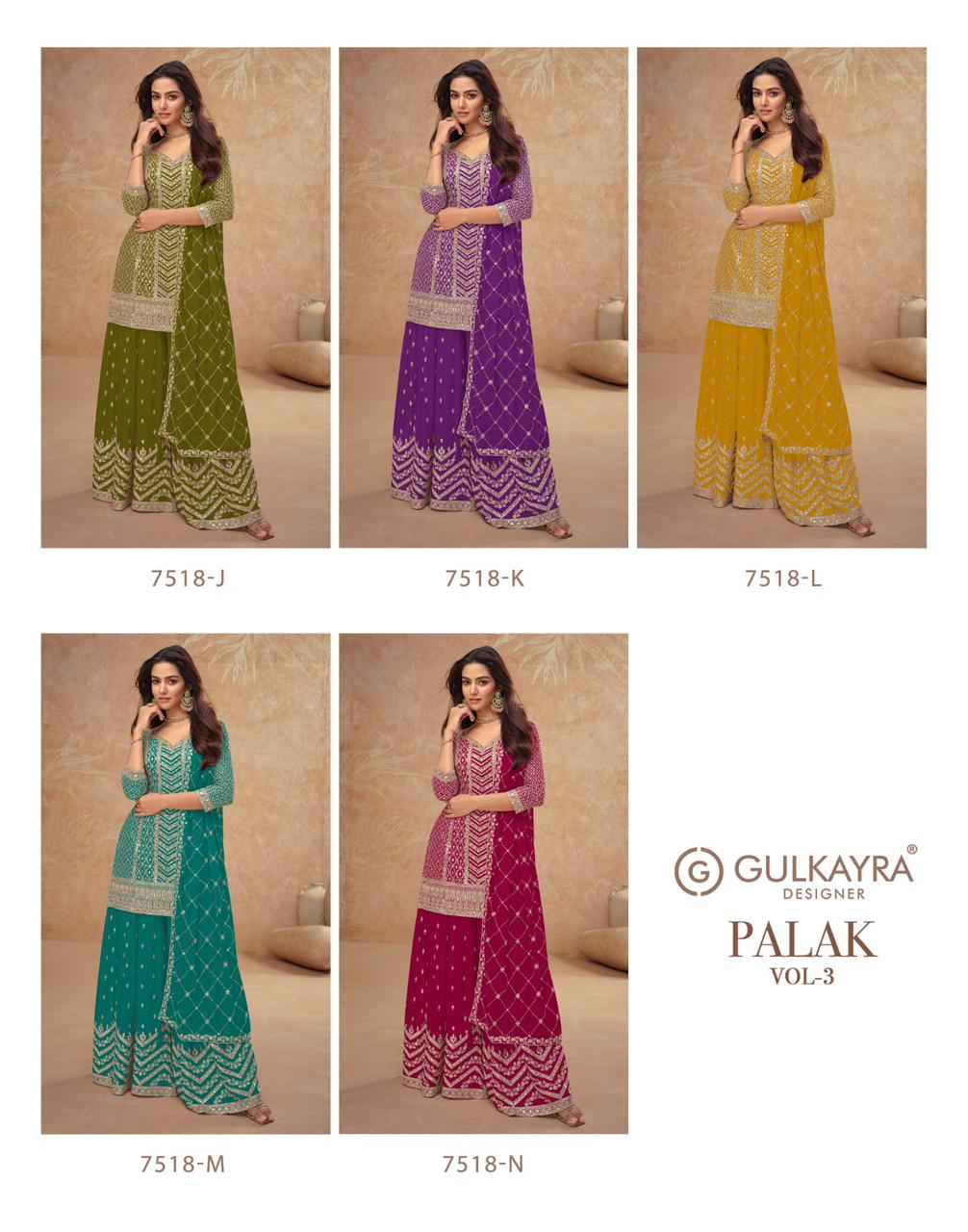 Gulkayra Designer Palak Vol-3 Real Chinon Readymade Suit (5 Pc Catalouge)