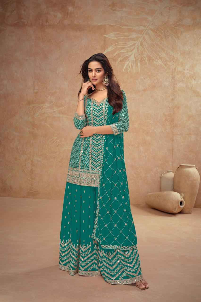 Gulkayra Designer Palak Vol-3 Real Chinon Readymade Suit (5 Pc Catalouge)