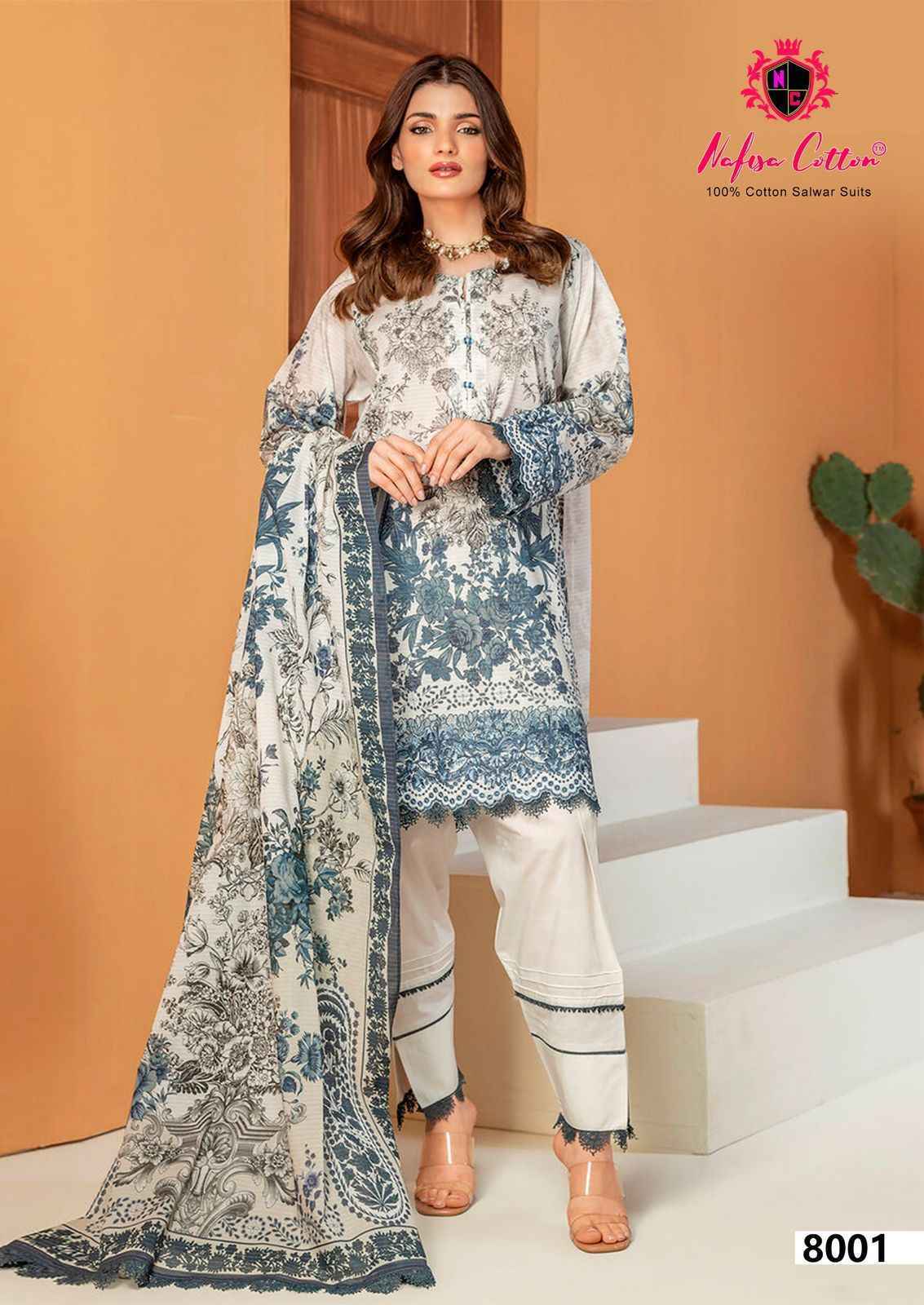 Nafisa Cotton Esra Karachi Vol-8 Cotton Dress Material (6 Pc Catalog)