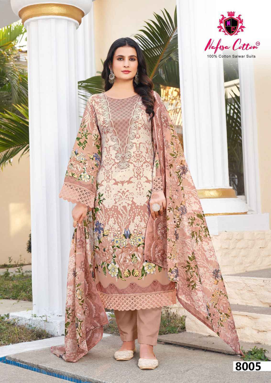 Nafisa Cotton Esra Karachi Vol-8 Cotton Dress Material (6 Pc Catalog)