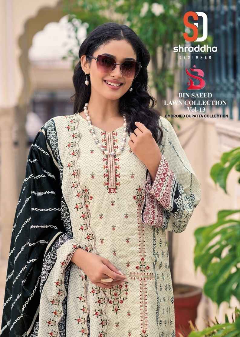 Shraddha Designer Bin Saeed Lawn Collection Vol-13 Cotton Dress Material (8 pc Cataloge)