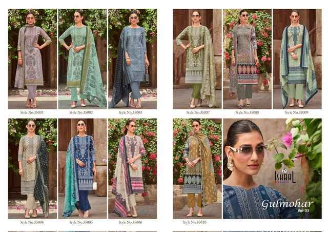 Ishaal Prints Gulmohar Vol-35 Lawn Dress Material (10 Pc Catalouge)