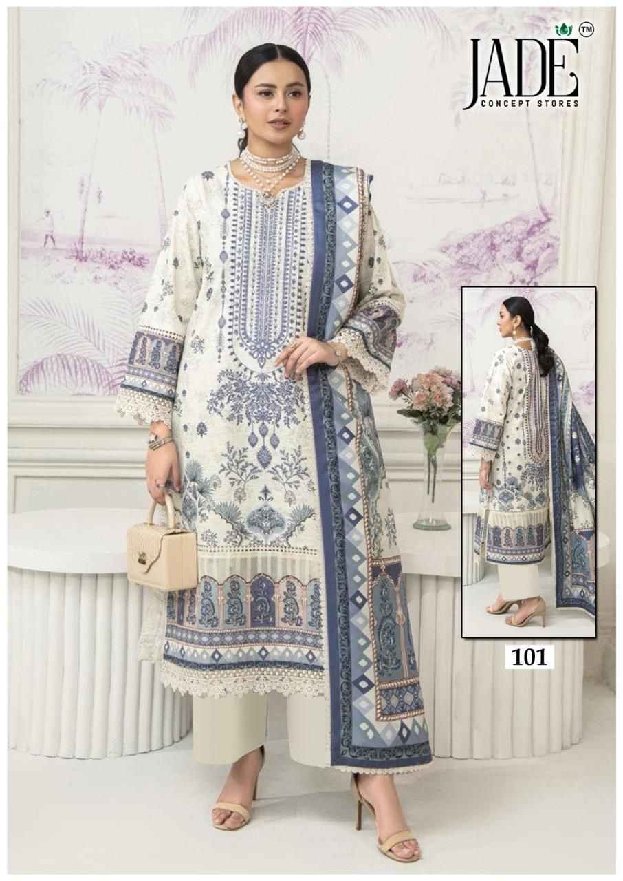 Jade Chevron Vol-11 Lawn Cotton Dress Material (6 Pc Catalog)